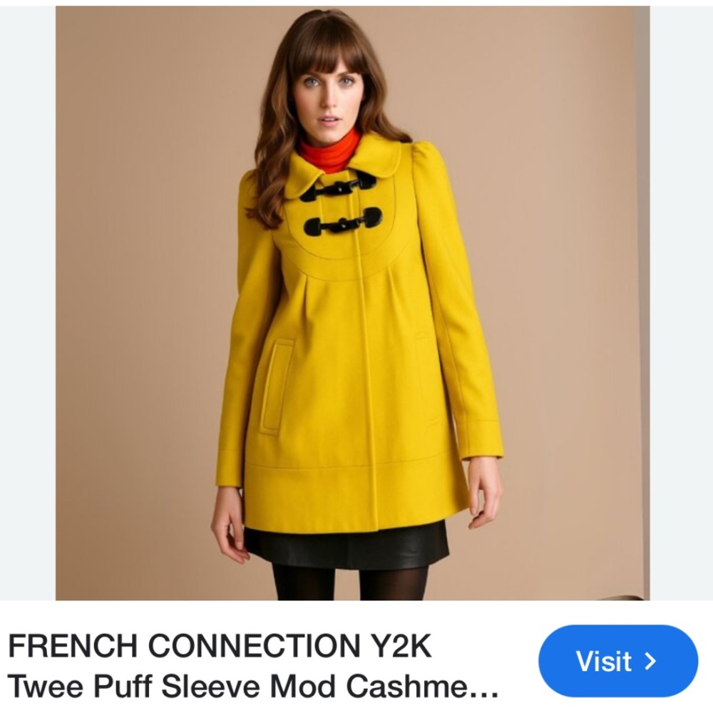 French Connection Yellow Wool Pea Coat